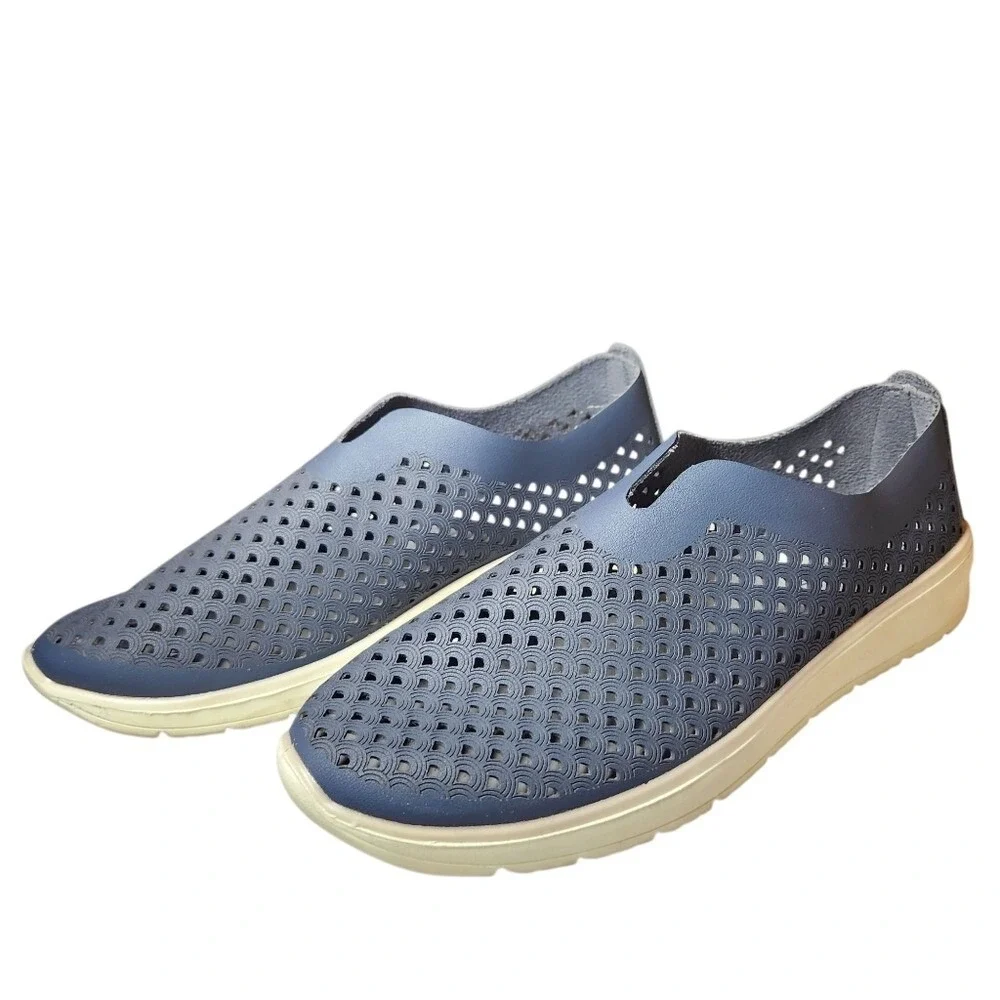 Spring Step Flexus Centrics Slip On Shoe Sneaker Vegan Leather Navy Blue Foam 40